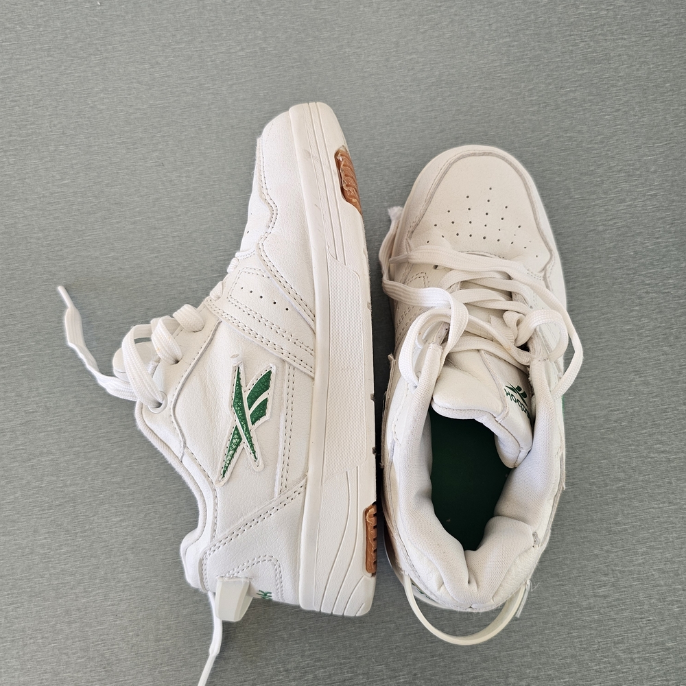 Reebok Club C Double White Green Retro Sneakers Size 1 Classic Tennis Unisex